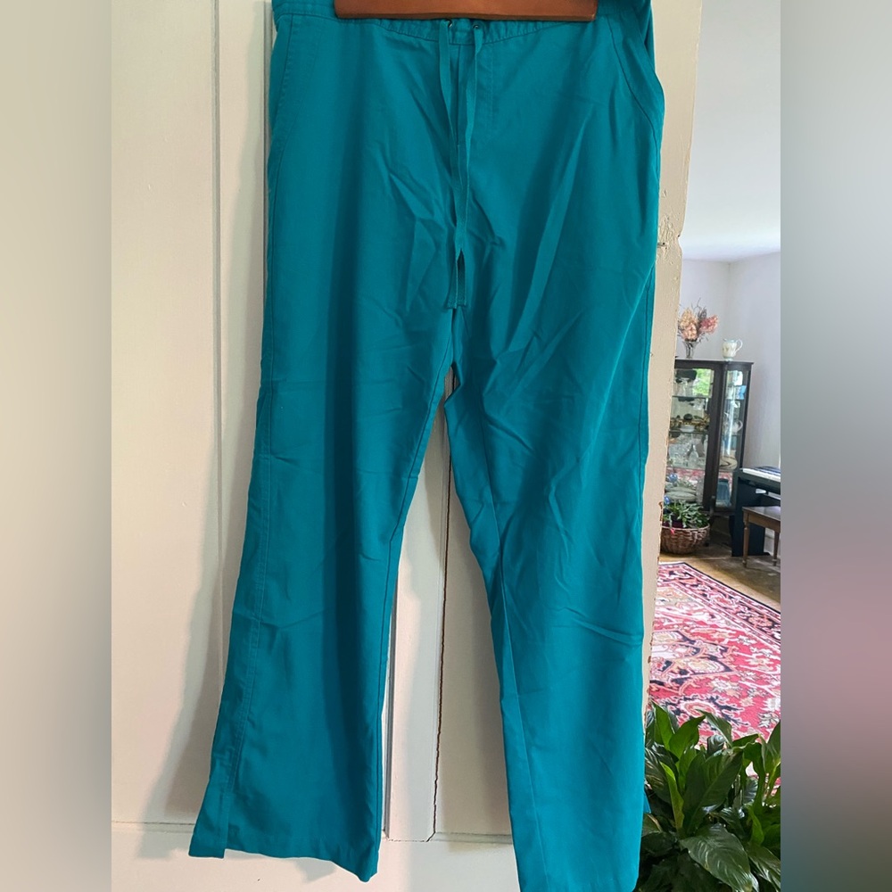 Healing hands women’s size L “Taylor” drawstring scrub pants, teal color